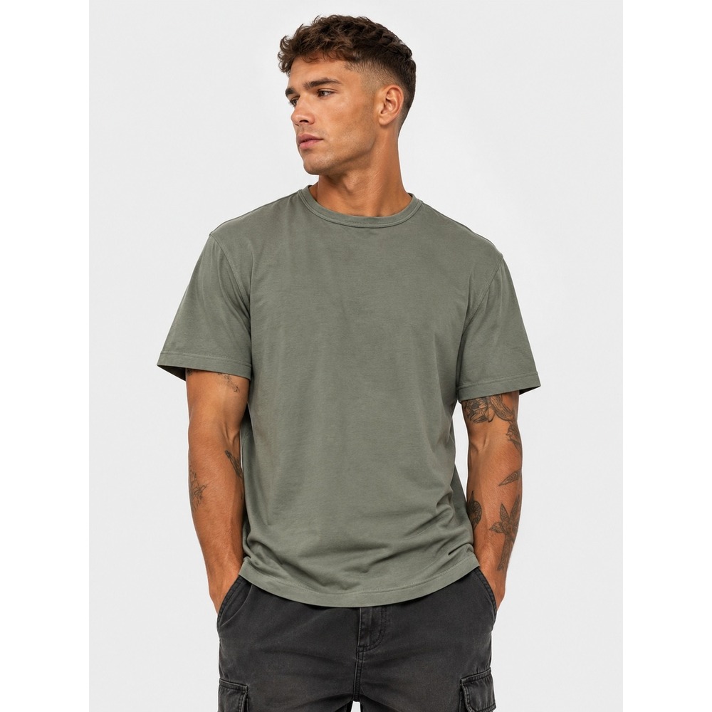 Kirkland Signature 100% Pima Cotton Tee Olive Green Short Sleeve Shirt L NWT New